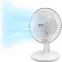 Comfort Zone 6-inch Mini Desk Fan with Fully Adjustable Tilt, Portable 2 Speed Tabletop Fan, Quiet Bedside or Office Fan with Stable Base, White
