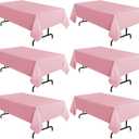 sancua 6 Pack Pink Tablecloth 60 x 102 Inch, Rectangle Table Cloth for 6 Feet Tables - Stain and Wrinkle Resistant Washable Polyester Table Cover for Dining Tables, Valentines Parties