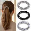3 PCS Rhinestone Hair Tie, Sparkly Ponytail Holders, fancy Glitter Hair Scrunchies Rhinestone Hairs Accessories for Women and Girls