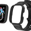 Rugged Armor Pro Designed Case with Band Protective TPU Cover With Strap Compatible With BIGGERFIVE BW02 Smart Watch/Brave 2-1.8 Inches (Not Included Screen Protector) (Black)
