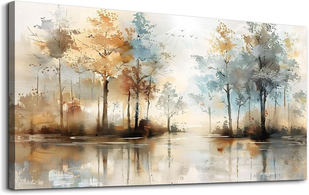 Lapremoly Boho Wall Decor For Living Room Framed Wall Art for Bedroom Abstract Tree Painting Wall Artworks Hang Pictures For Office Decoration Canvas Prints Room Home Decorations Posters, 24" X 48"