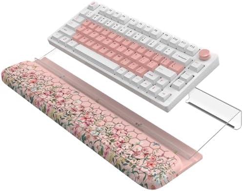 AnyShock 2 in 1 Keyboard Stand with Wrist Rest, 3-Angle Adjustable Keyboard Riser for Typing, Anti-Fatigue Memory Foam Wrist Support for Office Home (Pink)