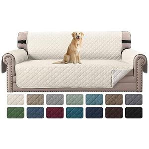 H.VERSAILTEX Reversible Couch Cover for 3 Cushion Cover Pet Friendly Sofa Cover for Dog Washable Furniture Protector Water Resistant Slipcover with Non Slip Elastic Strap(Sofa, Ivory/Beige)