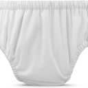 Charlie Banana Reusable Washable Swim Diaper, Easy On and Off Snaps for Baby Girls Boys, Soft and Snug Waterproof Fit to Prevent Leaks - White, Size M (16-28 lbs) (Medium)