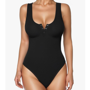 Popilush Bodysuits for Women Tummy Control Henley Going Out Shirts Button Down Body Suit Thong Tank Tops
XS