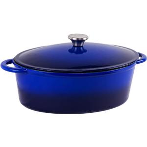 7 quart enameled oval dutch oven pot with lid - perfect for bread baking, Nonstick enamel CoatingTight-Sealing Pot for Bread Baking, Braising, Soups & Stews, Oven/Stovetop/Grill Safe, Blue