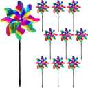 Reflective Bird Repellent Pinwheels, 7.1 inches in Diameter,Gradient Color 8-Blade Reflective Windmill, Outdoor Bird Deterrent, High Reflective Effect, for Yard, Balcony, Garden, Scare Birds. (Silver Dot)