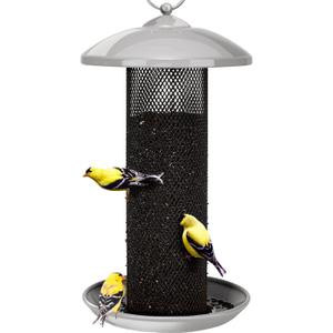 Kingsyard Finch Feeders for Outdoors Hanging, Metal Mesh Tube Bird Feeder for Nyjer/Thistle Seed, 2.5 lbs Large Capacity (Grey)