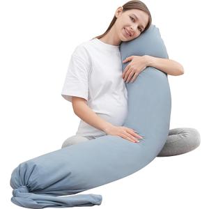 MOON PARK Pregnancy Pillow  Incredibly Smooth and Soft Cooling Cover I Shaped Full Body Maternity Pillow with Removable Cover  Support for Side, Back, Legs, Belly, HIPS  Grey