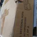 Polibi 141.6" Modern Modular Sofa, Corduroy Sectional Couch with Reversible Chaise & 4 Pillows, Cloud-Like Deep Seat, for Living Room, Blue