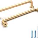 Bestory 10 Pack Hole Center 5''(128mm) Brushed Brass Kitchen Cabinet Pulls.Zinc Alloy Solid Round Cabinet Handle Drawer Pull Modern Hardware for Bar