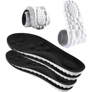 2 Pairs 4D Cloud Technology Insole - Super Soft Comfort Insoles, Soft Foot Protection Cloud Feeling Insole, U-Shape Memory Foam Insoles (Black, Men: US 8-11)