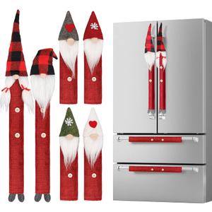 D-FantiX Gnome Christmas Refrigerator Handle Covers Set of 8, Adorable Swedish Tomte Kitchen Appliance Handle Covers Microwave Oven Dishwasher Fridge Door Handle Covers Protector Christmas Decorations