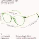 Gaoye Blue Light Blocking Glasses - Trending Round TR90 Frames, Metal Arms, UV400 Protection - Matching Soft Case, Green/Transparent Lens, Clear