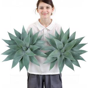 Velener Artificial Outdoor Blue Agave Plant - Small Size UV Resistant Fake Agave Plants for Indoor and Outdoor Decor(28 Inch)-2 Pack