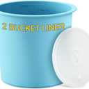 2 Gallon with Lid Reusable Silicone Bucket Pail Liner for Kitchen, Outdoor, Gardening, Camping, Thinset & Paint Food Grade, Foldable & Heat-Resistant Multi-Purpose,Blue