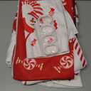 Newwiee 7 Pcs Christmas Bathroom Set Xmas Shower Curtain Decor Shower Curtain Non Slip Rugs and Kitchen Towels 3 Bathroom Decor Accessories for Christmas Holiday(Candy)