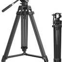 SmallRig Heavy-Duty Carbon Fiber Tripod with FreeSpeed One-Step Height Adjust, 75" Tall, Fluid Head, Dual-Mode QR Plate for DJI/MFT, Load up to 17lbs, Professional Video Tripod for Camera AD-80S