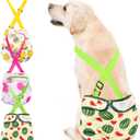 Avont 3 Pack Washable Female Dog Diaper with Suspender, Reusable Girl Doggie Diapers for Small Medium Large Doggy in Heat Cycle Period Incontinence (Yellow/Pink/Green)
