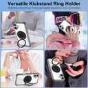 Clear Case for iPhone 16 Case with Magnetic 360 Rotatable Ring Stand [ Compatible with MagSafe ], Heavy Duty Military Grade Cover with Ring Kickstand for Women Men, Transparent Black