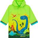 Puddle Play Kids Waterproof Hooded Rain Slicker Lightweight Outwear Jacket in Fun Designs, Sizes 2-9 Years