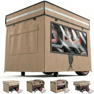 Generator Covers While Running, 32"L x 24"W x 24"H Heavy Duty Waterproof Generator Covers for Outside, Compatible with 5000W-10000W Generator, Overall Protection for Generator, Khaki (Khaki, Upgraded 