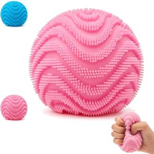 Fuzz Ball Squishy Stress Ball Toy, Squishy Fidg Squishy Fidget Toys Stress for Adults, Soft Fidget Toy Sensory Squishy Ball Calming Tactile Grip for Focus & Relaxation (Pink)