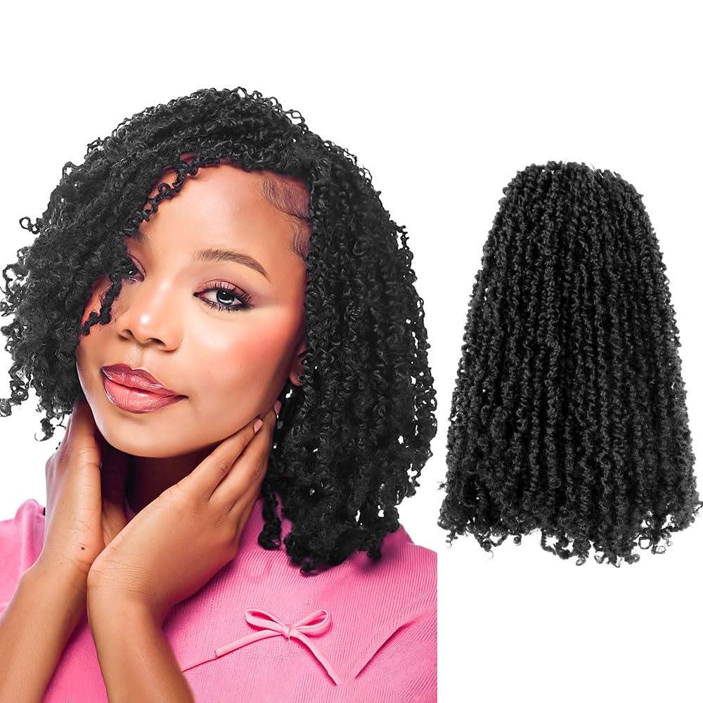 10 Inch 10 Packs Yanky Twist Crochet Hair Pre-twisted Natural Black Kinky Mini Spring Twist Small Curly Senegalese Twist Braids (1B)