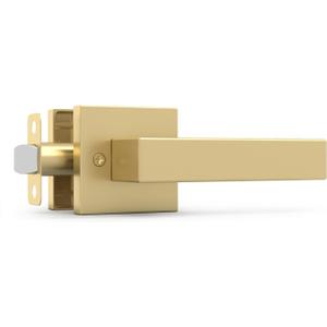 Passage I Lever Door Lock Handle Set for Closet or French Doors I Single Side, Non-Turning I Fits All Standard Door Sizes I Screws Included - Satin Brass (1 Pack) with Covered Screws, 5"