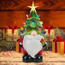 Wonder Solar Ceramic Christmas Tree 12.5in Hand-Painted Gnomes Ceramic Christmas Tree with Lights Tabletop Christmas Decor for Holiday Indoor Decorations