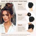 Messy Bun Hair Piece Human Hair Medium Brown Highlighted Bleach Blonde Tousled Stretchy Fluffy Donut Ponytail Extensions for Women(1 Count #p4-613