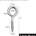 40 Pcs Stainless Steel Screw Eyes Screw Hooks, 2 Inch Heavy Duty Eye Bolts, Ourdoor & Indoor Use
