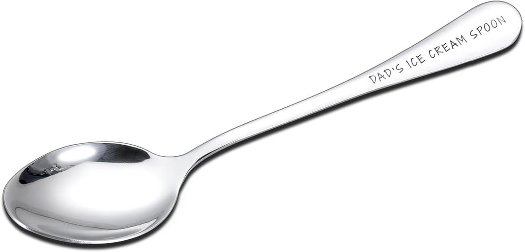 2 x Dads Ice Cream Spoon, Dad Gifts from Daughter, Birthday Gifts Christmas Stocking Stuffers for Dad, Gift for DAD Who Wants Nothing, Fathers Day Stainless Steel Ice Cream Spoons, Husband Gift from Wife