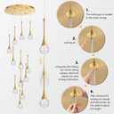 118 inches Modern Glam Crystal Chandelier for High Ceiling LED Dimmable Ceiling Pendant Light Staircase Foyer Enterway Living Room Chandelier Lighting Antique Gold 12 Lights, 12 Lights Round