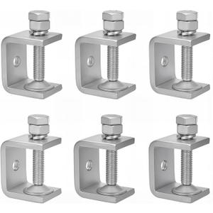 Stainless Steel Small C Clamp Set, 1 Inch Heavy Duty Metal C-clamp, Mini Tiger Clamp G-Clamp U Clamps with Stable Wide Jaw Opening/I-Beam Design for Woodworking Mounting Welding, 6pcs