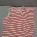 BLENCOT Womens 2025 Spring Summer V Neck Striped Dress Sleeveless String Side Slit Casual Maxi Beach Dress (Pink)