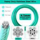Dog Tie Out Cable 50FT-300Lbs,Heavy Duty Dog Leads Line for Yard with Swivel Hook,Medium Large Dogs Leash&Chains for Outside,Rust Chew Proof Dogs Run Cable for Outdoor Camping(Green Cyan, 50FT)