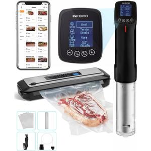INKBIRD WIFI Sous Vide Cooker ISV-100W Bundle with INK-VS01 Vacuum Sealer Machine | 1000W Sous-Vide Cooker Immersion Circulator with 14 Preset Recipes on APP and Thermal Immersion with Timer