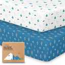 KeaBabies 2-Pack Baby Crib Sheets for Boys, Girls - 52x28 Viscose Derived from Bamboo Toddler Bed Sheets Neutral, Fitted Crib Mattress Cover for Standard Baby Bedding, Soft & Cozy (Space Quest)