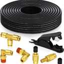 Air Line Service Replacement Kit for Air Bags Suspension,1/4" Air Line 32.8 FT PA Hose Tubing,1/4" Union Tee Elbow DOT Air Push To Connect Fittings, Schrader Valve (1/4)