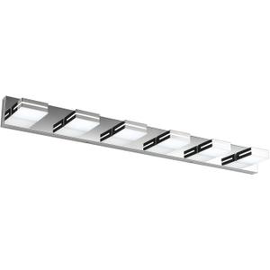 SineRise LED Modern Bathroom Vanity Light Fixtures, Modern Acrylic Bathroom Wall Lighting Fixtures Over Mirror, 6-Light, 48-Inch, Chrome, 100%-0% White 