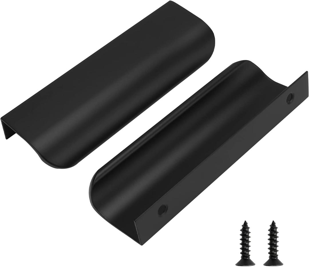 goldenwarm 25 Pack Kitchen Cabinet Handles 3-3/4 Inch Black Finger Pulls for Cabinets Edge Pulls Black Kitchen Hardware for Dresser Drawers,Aluminum Alloy (Hole Center:96mm(3.75in))