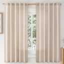 MIULEE Faux Linen Curtains 63 Inch Length 2 Panels Natural Ivory Semi Sheer Curtain with Back Tab Rod Pocket, Light Filtering Window Privacy Burlap Drapes for Living Room Bedroom 42W x 63L
