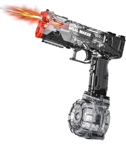 Electric Water Gun with LED Flash & USB-C Charging, Designed for Epic Aquatic Fun, Automatic Squirt Guns 25-30 FT Range, Realistic Water Pistol for Summer Outdoor Backyard Water Theme Party Toys (1P, Black)