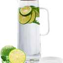 hjn Glass Pitcher with Lid Glass Water Carafe with Handle, Fridge Water Jug Cold or Hot Beverages, Iced Tea, Milk, Juice 1500ml/51oz &