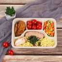 Sugarcane Fiber 24 oz 4 Compartments disposable plates with Lids Bagasse Plant Fibers Freezer Safe 50 Pack