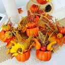 Fall Pumpkin Decor Set Thanksgiving 4 Pack Fake Pumpkins Berry Pine Cone Sunflower Maple Leaves Fall Decor, for Autumn Home Tabletop Centerpieces Kitchen Fireplace Mantel Party Decorations