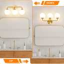 Modern Brushed Gold 3-Lights Vanity Light Fixtures with Milky White Glass Ball Shades, Mid Century Brass Wall Sconce Lighting Fixtures over Mirror, Wall Sconces for Bathroom Dressing Table Bedroom