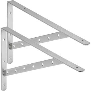 Shelf Brackets 19 Inch (1 Pair) Heavy Duty Stainless Steel Solid Large Triangle Bracket Wall Shelves Supports 500 Lbs (Silver)