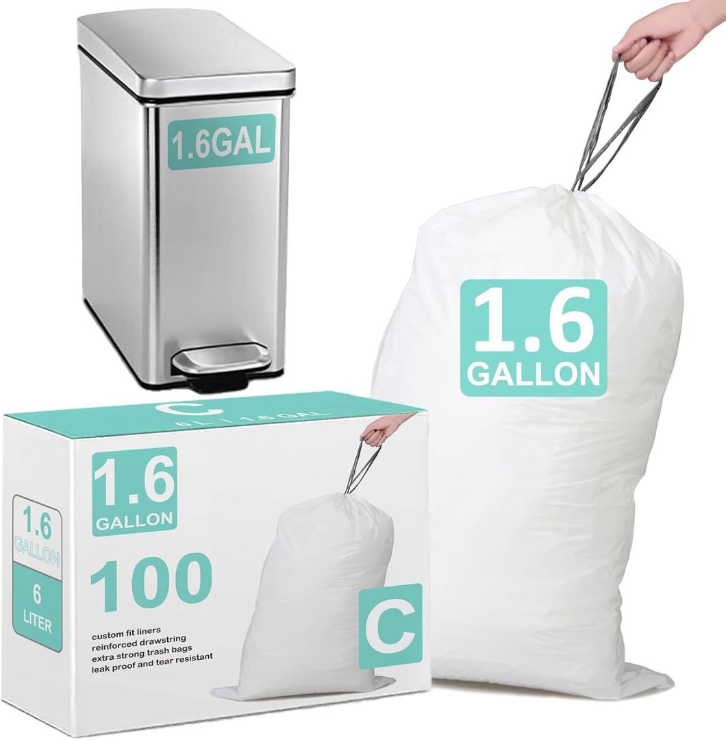 Code C Drawstring Trash Bags Compatible with simplehuman Code C | 2.6-3.2 Gallon 10-12 Liter | 100 Count | 1.0 Mil | Heavy Duty White Custom Fit Garbage Liners Code C Drawstring Trash Bags Compatible with simplehuman Code C | 2.6-3.2 Gallon 10-12 Liter | 100 Count | 1.0 Mil | Heavy Duty White Custom Fit Garbage Liners